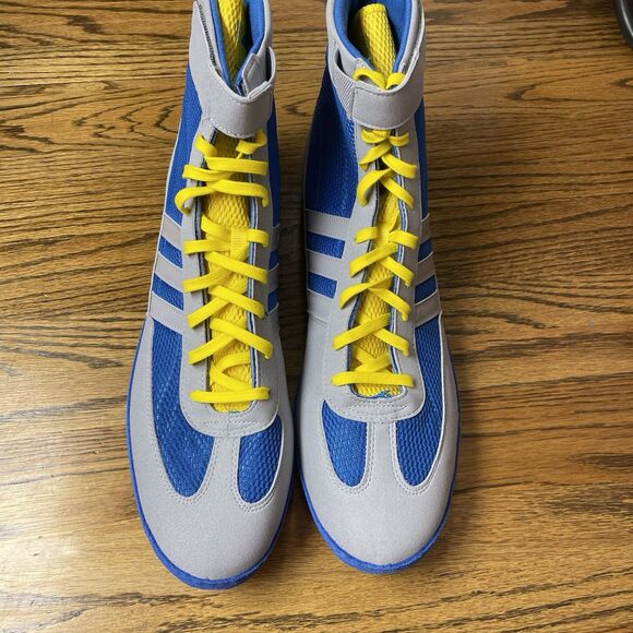 Adidas Combat Speed 4 Wrestling Shoes 2024 Men Size 15 Blue Gray Yellow NEW main image 5